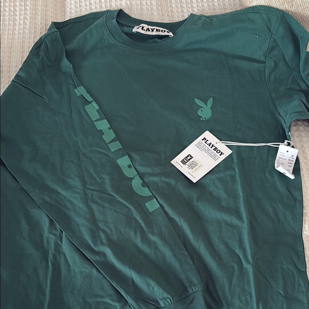 Playboy Men's Green Long Sleeve Shirt
